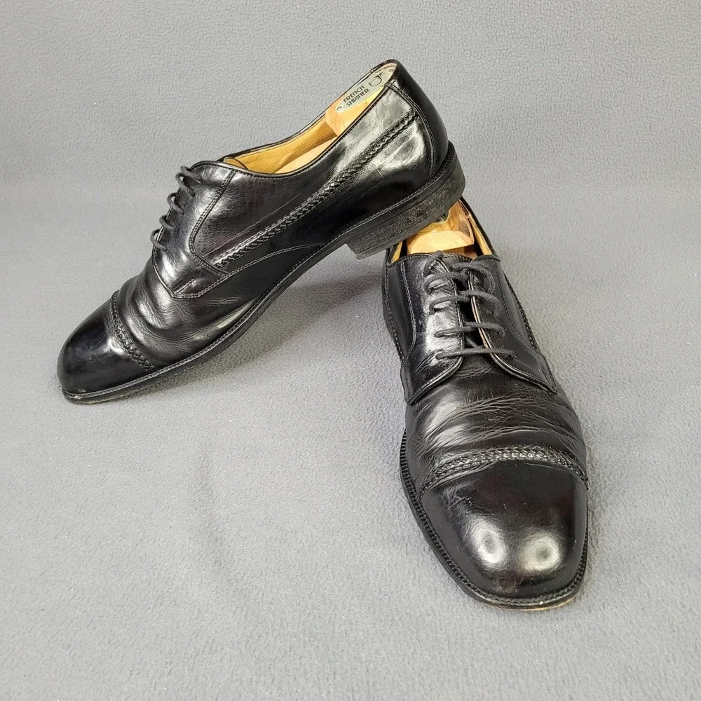 Johnston Murphy Mens Cellini Oxford Black Dress Shoes US 10 M Italy